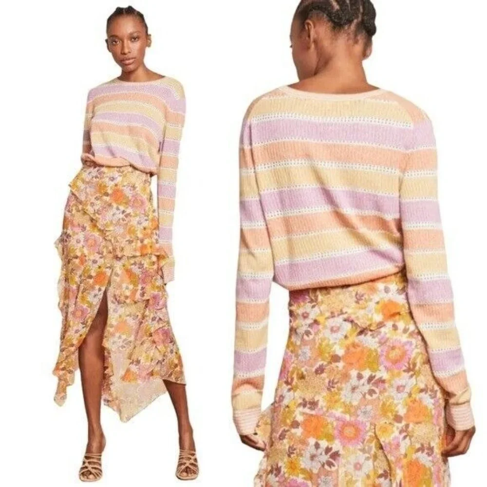 Veronica Beard Sweater Raimi Linen Blend Stripe Pullover XL NWT